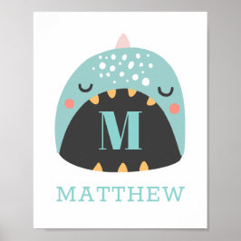 Niedlicher Dinosaurier. Blue Dino für Baby Junge/K Poster