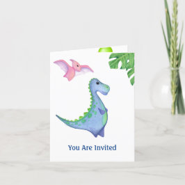 Niedlicher Dinosaurier Boy's Name & Age Geburtstag Karte