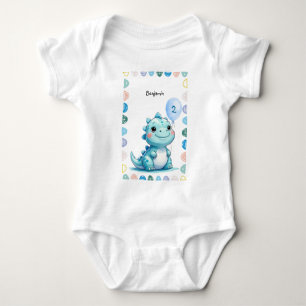 Niedlicher Dinosaurier brüllt Junge Happy Geburtst Baby Strampler