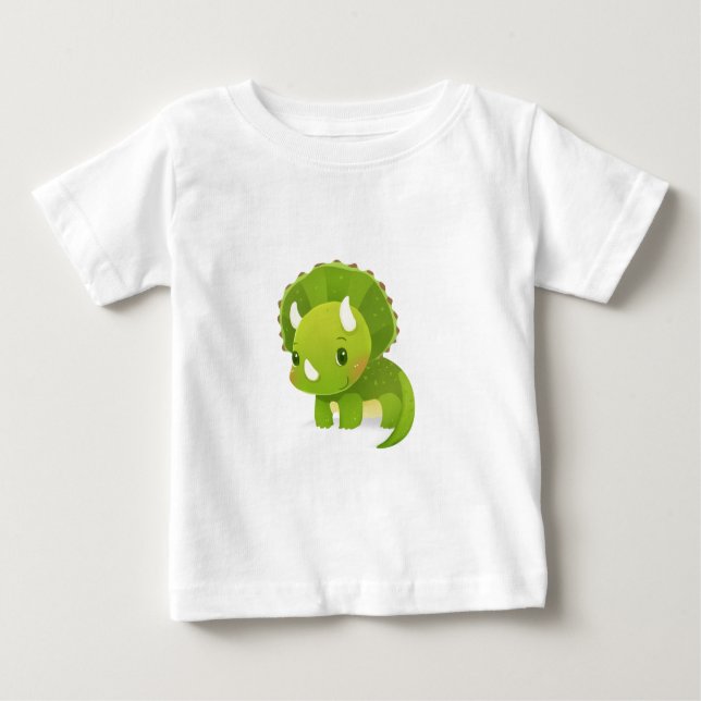 niedlicher Dinosaurier-Cartoon des grünen Babys Baby T-shirt (Vorderseite)