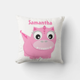 Niedlicher Dinosaurier Cartoon Rosa Kinder Name Th Kissen