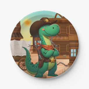 Niedlicher Dinosaurier/Cowboy Pappteller