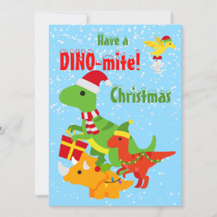 Niedlicher Dinosaurier Dino-mite Weihnachtsflat Karte
