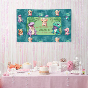 Niedlicher Dinosaurier Dschungel Schule Kindergebu Banner