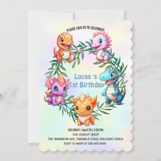 Niedlicher Dinosaurier Dschungel Schule Kindergebu Einladung