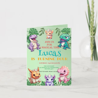 Niedlicher Dinosaurier Dschungel Schule Kindergebu Einladung