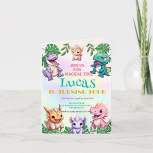 Niedlicher Dinosaurier Dschungel Schule Kindergebu Einladung