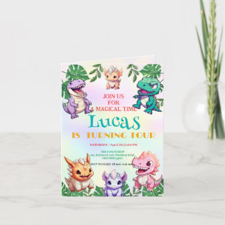 Niedlicher Dinosaurier Dschungel Schule Kindergebu Einladung