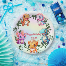 Niedlicher Dinosaurier Dschungel Schule Kindergebu Pappteller