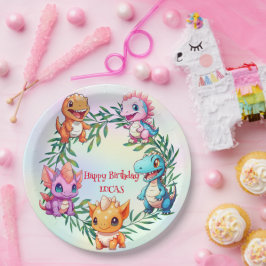 Niedlicher Dinosaurier Dschungel Schule Kindergebu Pappteller