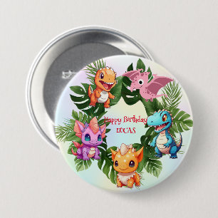 Niedlicher Dinosaurier-Dschungel-Schüler Geburtsta Button