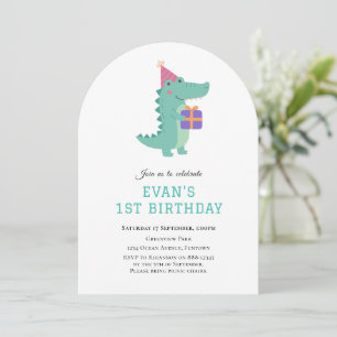 Niedlicher Dinosaurier Einladung zum 1. Geburtstag