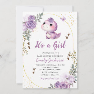 Niedlicher Dinosaurier Es ist eine Girl-Boho-Baby- Einladung