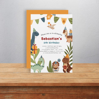 Niedlicher Dinosaurier-Geburtstag Einladung