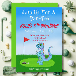 Niedlicher Dinosaurier Golf Thema 5. Geburtstag Einladung