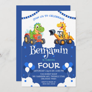 Niedlicher Dinosaurier graben Baggerballon Geburts