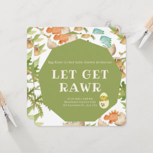 niedlicher Dinosaurier im Ei rawi eine Jungendusch Einladung