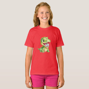 Niedlicher Dinosaurier isst Skelett-Mumie Hallowee T-Shirt