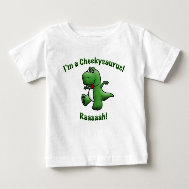 Niedlicher Dinosaurier ist ein Cheekysaurus Baby T-shirt (Vorderseite)