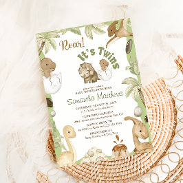 Niedlicher Dinosaurier "It's a Twins" Kinderdusche Einladung