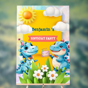 Niedlicher Dinosaurier Junge Glücklich Geburtstag  Acrylschild