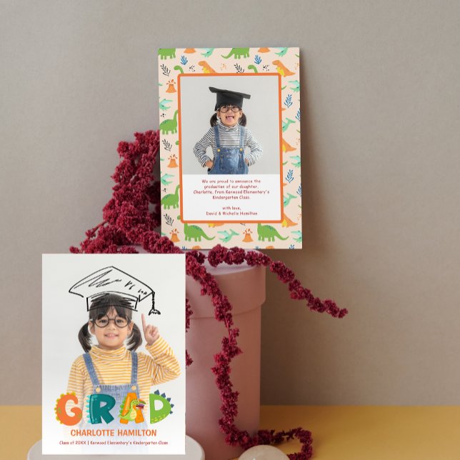 Niedlicher Dinosaurier Kindergarten Abschluss Ankü Einladung (Cute Dinosaur Kindergarten Graduation Announcement)