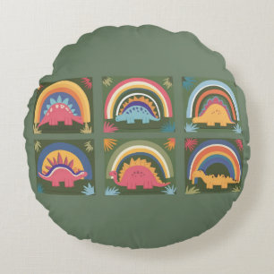 Niedlicher Dinosaurier, Marinefarbiges Niedliches  Rundes Kissen