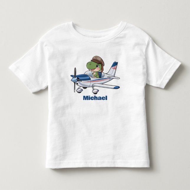 Niedlicher Dinosaurier mit Cessna-Flugzeug, Person Kleinkind T-shirt (Vorderseite)