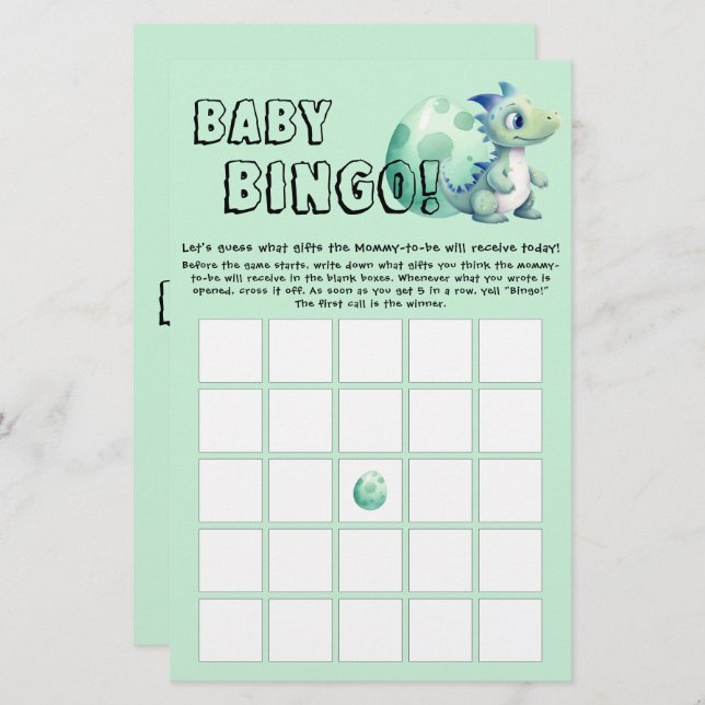 Niedlicher Dinosaurier mit Ei Baby Bingo Game Flye (Vorne/Hinten)