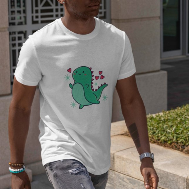 Niedlicher Dinosaurier mit Herz T-Shirt (Von Creator hochgeladen)