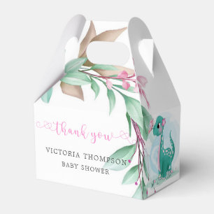 Niedlicher Dinosaurier mit Pink Peony Babydusche Geschenkschachtel