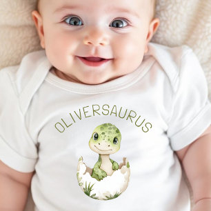 Niedlicher Dinosaurier Personalisierter Dino Babys Baby Strampler