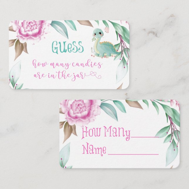 Niedlicher Dinosaurier Pink Peony wie viele Kanone Visitenkarte (Vorne/Hinten)