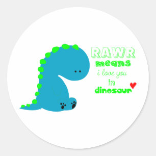 Niedlicher Dinosaurier RAWR Runder Aufkleber