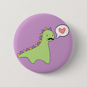 Niedlicher Dinosaurier-Schnurrbart Button
