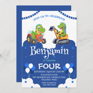 Niedlicher Dinosaurier-Traktor-Hubballon Geburtsta