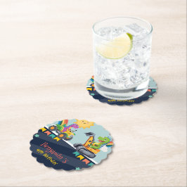 Niedlicher Dinosaurier-Traktor Rainbow-Ballon HBD Untersetzer