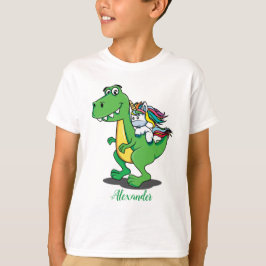Niedlicher Dinosaurier und Einhorn T-Shirt