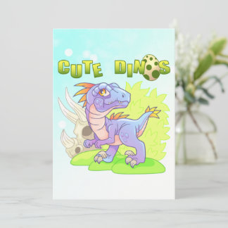 niedlicher Dinosaurier Velociraptor Dankeskarte