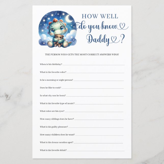 Niedlicher Dinosaurier Wie gut kennen Sie das Dadd (Vorderseite)