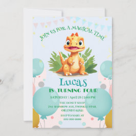 Niedlicher Dinosaurier-Wilddschungelzoo Geburtstag Einladung