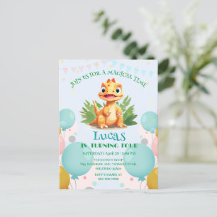 Niedlicher Dinosaurier-Wilddschungelzoo Geburtstag Einladungspostkarte