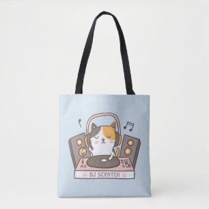 Niedlicher DJ Scratch Kitty Cat Tote Bag