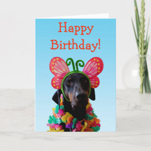 Niedlicher Doberman Hundeschmetterling Geburtstag Karte