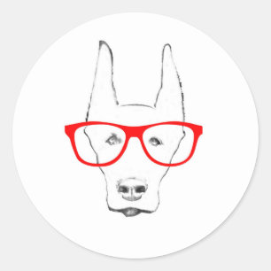 Niedlicher Doberman Pinscher Hundegesicht w Spekta Runder Aufkleber
