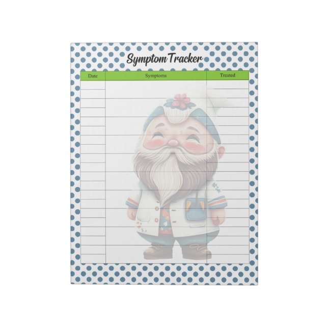 Niedlicher Doctor Gnome Themed Symptom Tracker Notizblock (Rotiert)