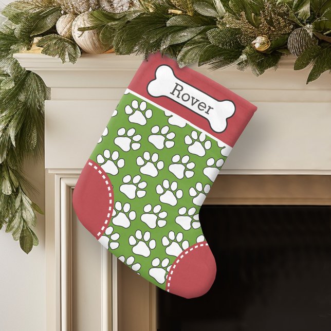 Niedlicher Dog PW Druckmuster Benutzerdefinierter  Kleiner Weihnachtsstrumpf (Personalized Christmas Stocking)