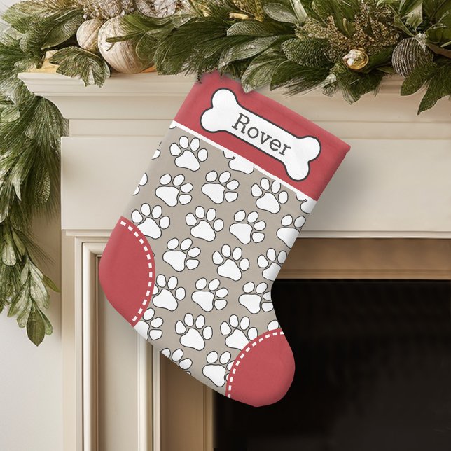 Niedlicher Dog PW Druckmuster Benutzerdefinierter  Kleiner Weihnachtsstrumpf (Personalized Christmas Stocking)