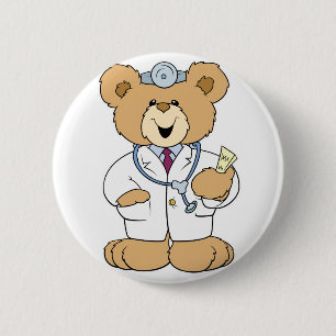 Niedlicher Doktor Teddy Bear Button
