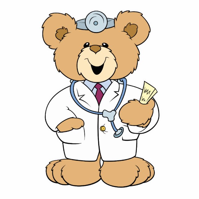Niedlicher Doktor Teddy Bear Freistehende Fotoskulptur (Vorne)